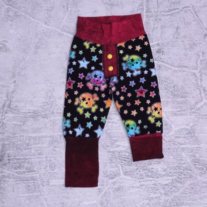 Regenboog skulls forever joggers maat 0/1 jaar meegroei broekje