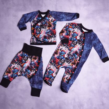 Stitchery set footie romper met swoosh broek  and kimono top maat 3/6 maanden